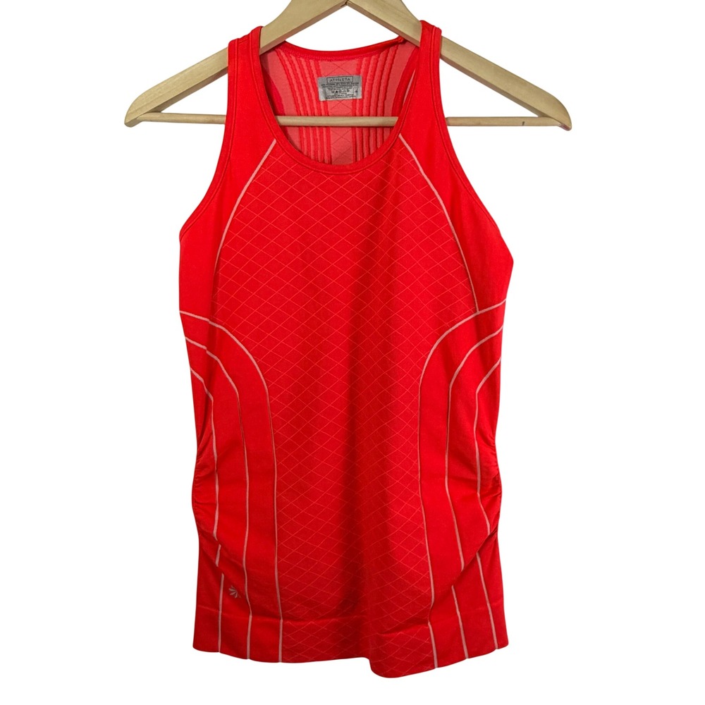 Athleta Finish Fast Line Tank Women S Coral Red Racerback Running Workout 591280